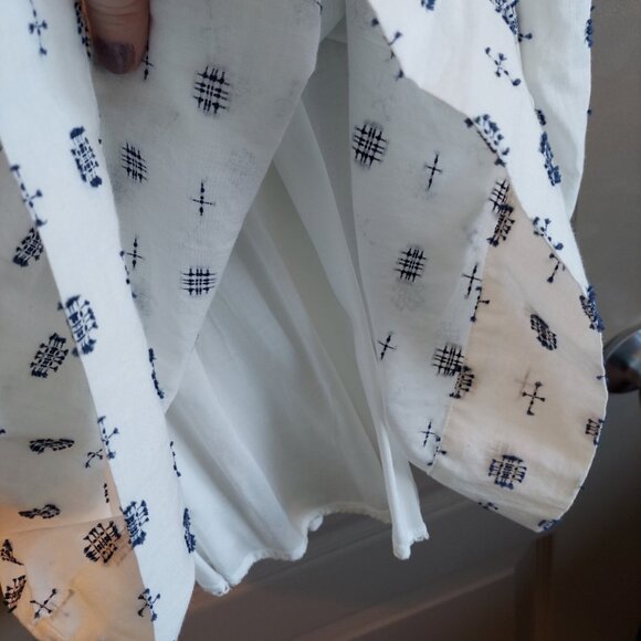 RARE! White Anthropologie Dress with Navy Embroidery Details (NWT) - Picture 4 of 8